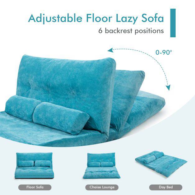 Convertible Floor Sofa Bed with 2 Waist Pillows - TidySpaces