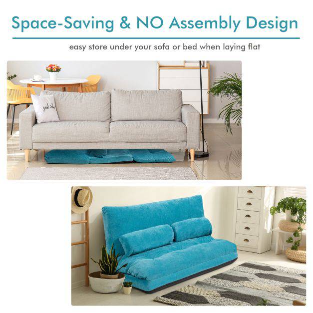 Convertible Floor Sofa Bed with 2 Waist Pillows - TidySpaces