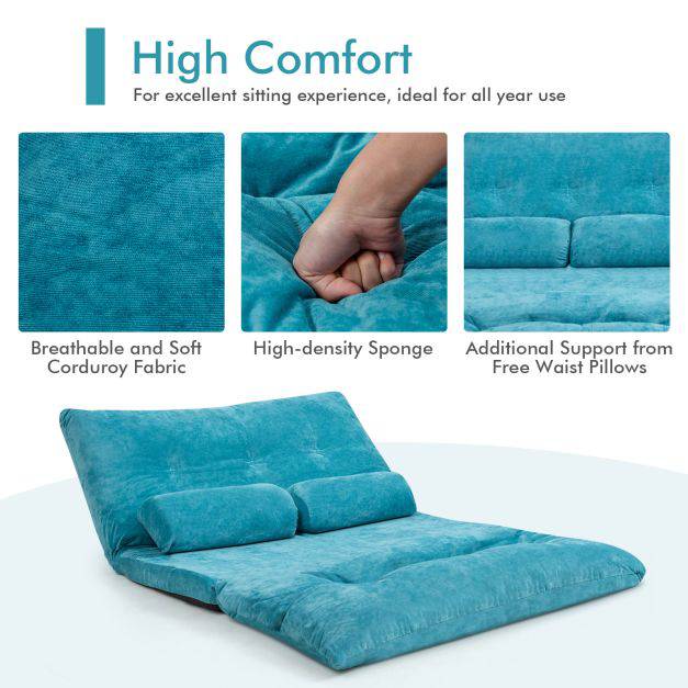 Convertible Floor Sofa Bed with 2 Waist Pillows - TidySpaces