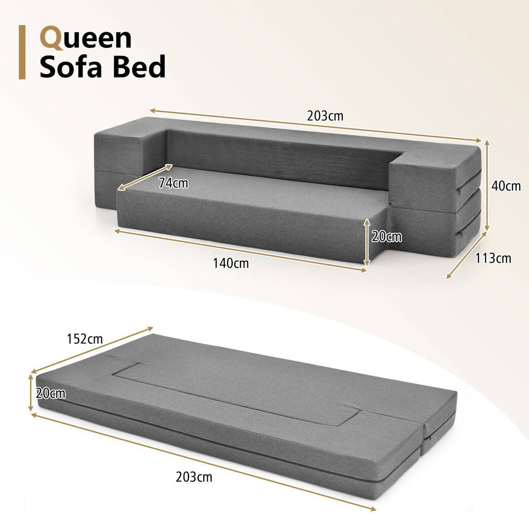 Convertible Folding Sofa Bed with Washable Cover Queen - TidySpaces