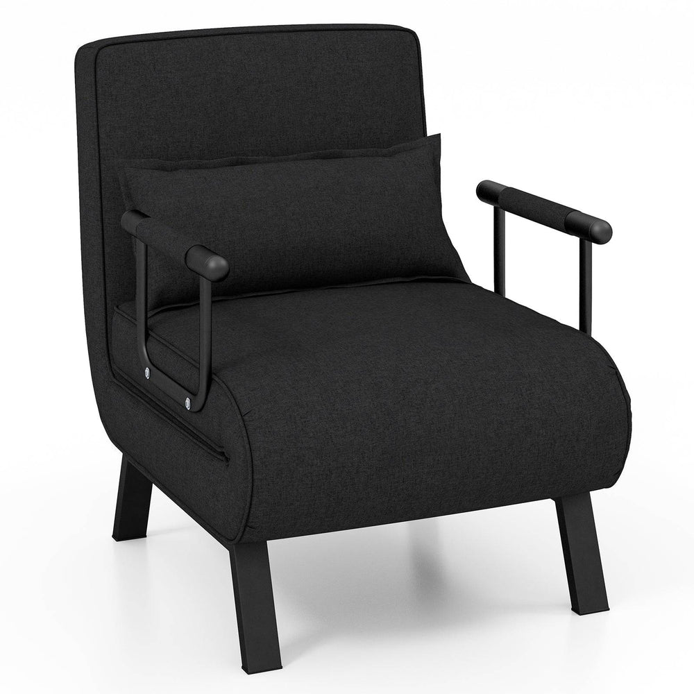 Convertible Sofa Bed 4 in 1 with 6 Position Adjustable Backrest Black - TidySpaces