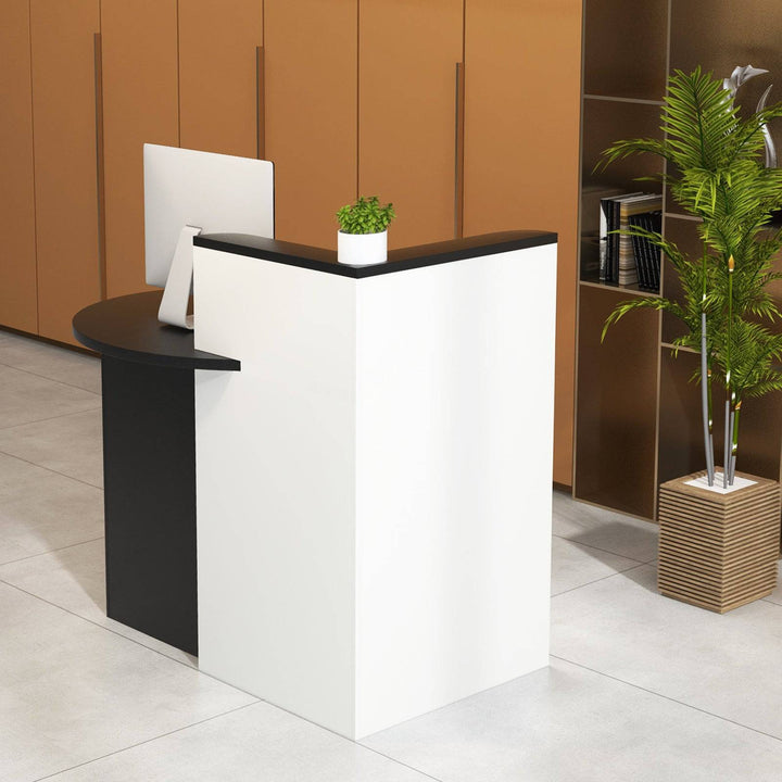 Corner Front Reception Counter Desk with Lockable Drawer - TidySpaces