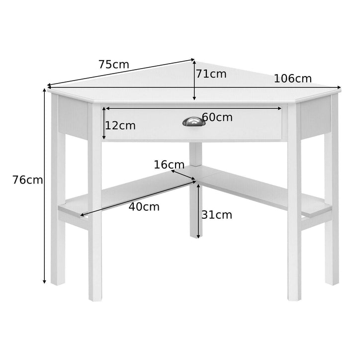 Corner Table / Computer Desk with Drawer and Shelves - TidySpaces