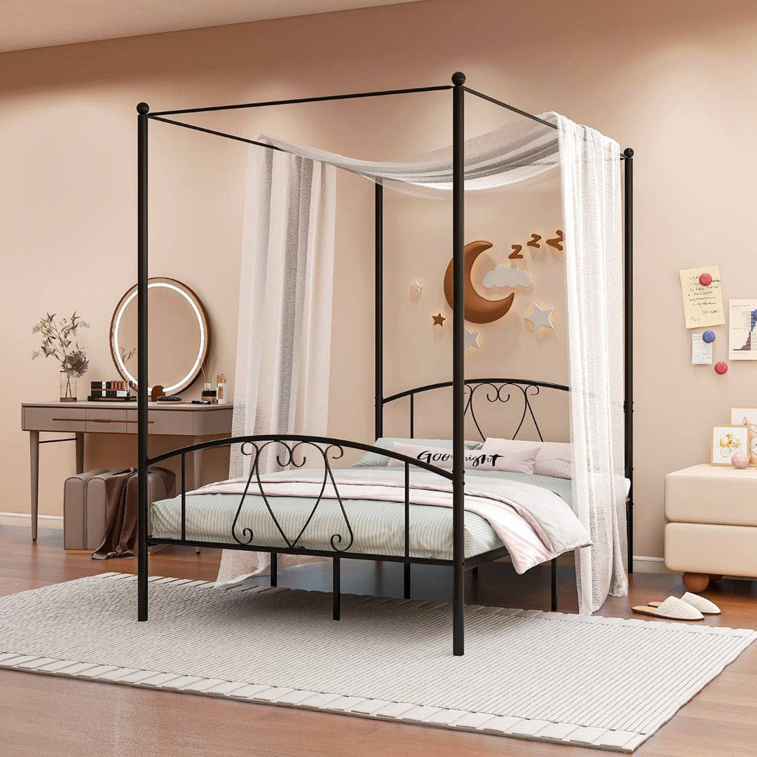 Double Size Metal Canopy Bed Frame - TidySpaces