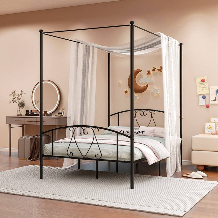 Double Size Metal Canopy Bed Frame - TidySpaces