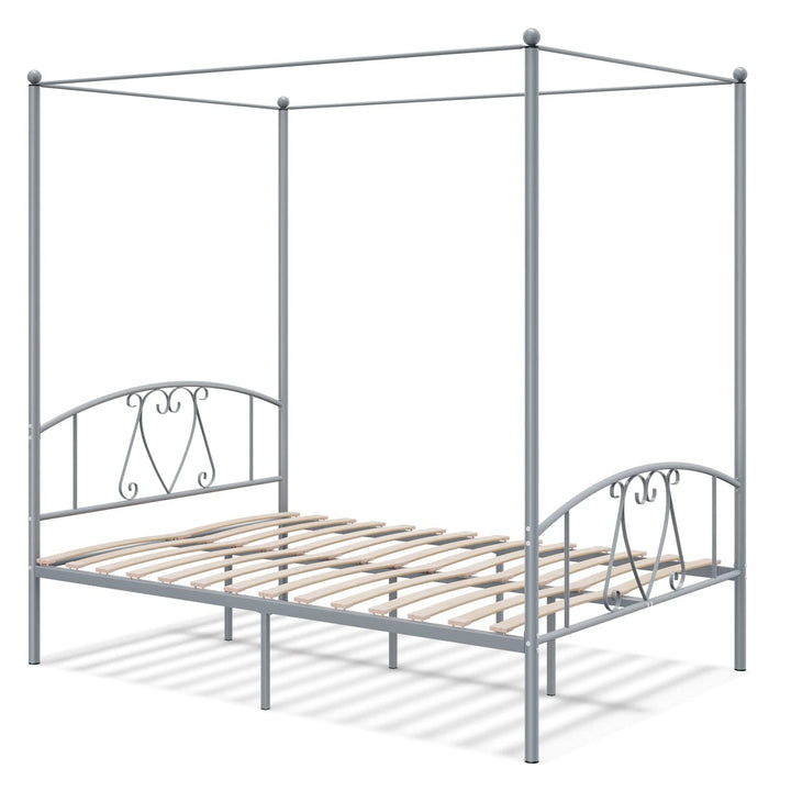 Double Size Metal Canopy Bed Frame - TidySpaces