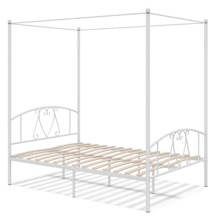 Double Size Metal Canopy Bed Frame - TidySpaces