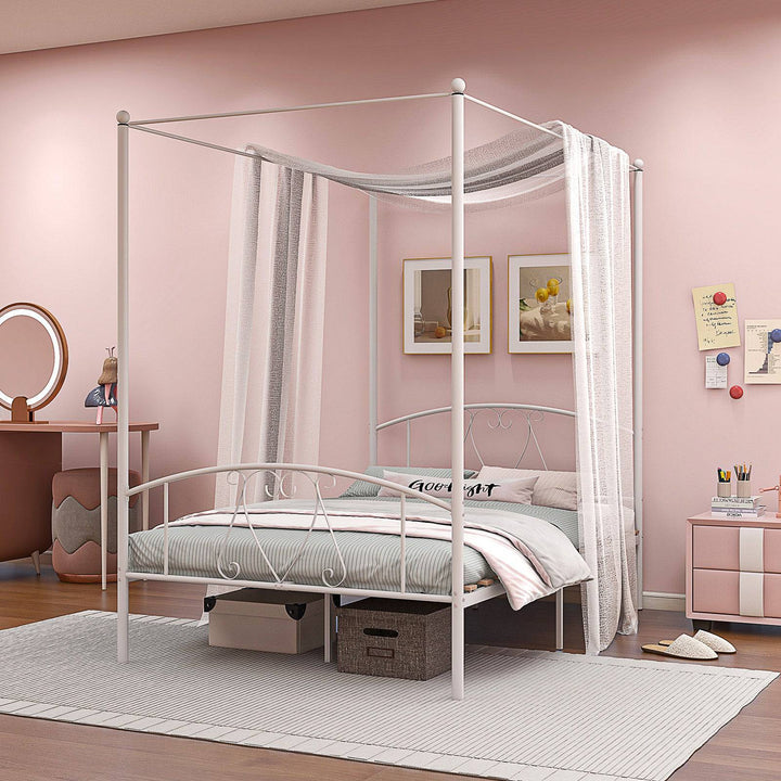 Double Size Metal Canopy Bed Frame - TidySpaces