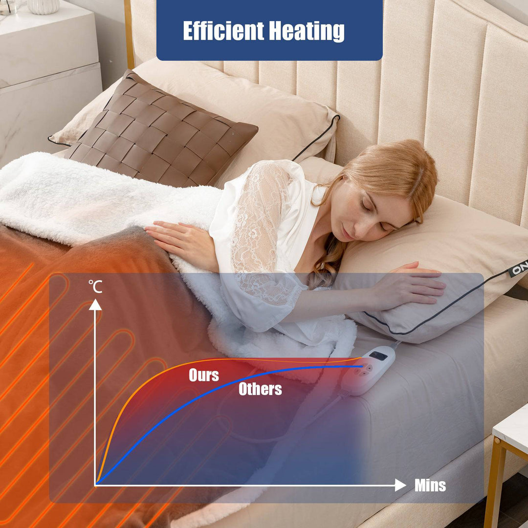 Electric Heated Blanket Throw with 10 Heat Settings - TidySpaces