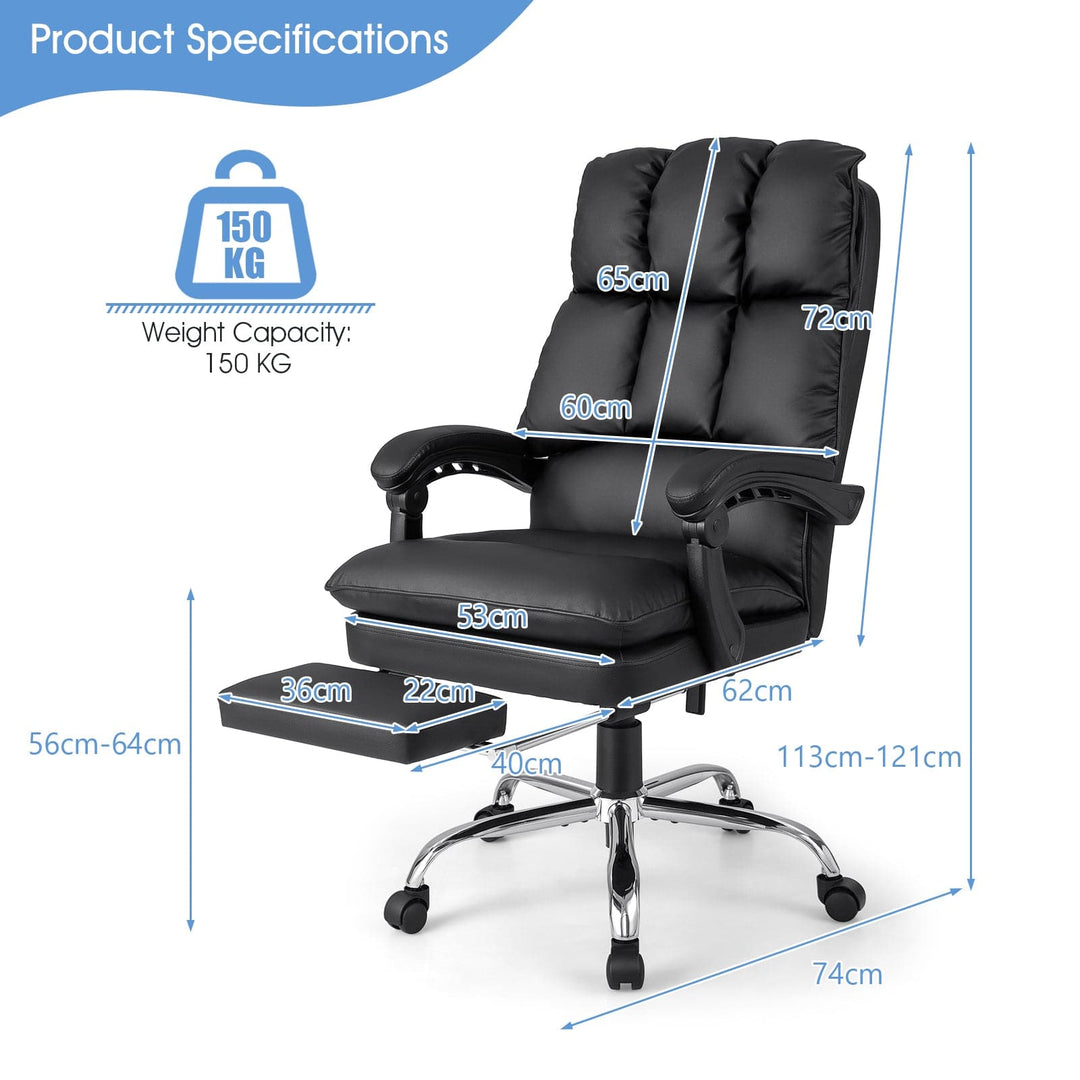 Ergonomic Adjustable High Back Rolling Computer Chair with Retractable Footrest