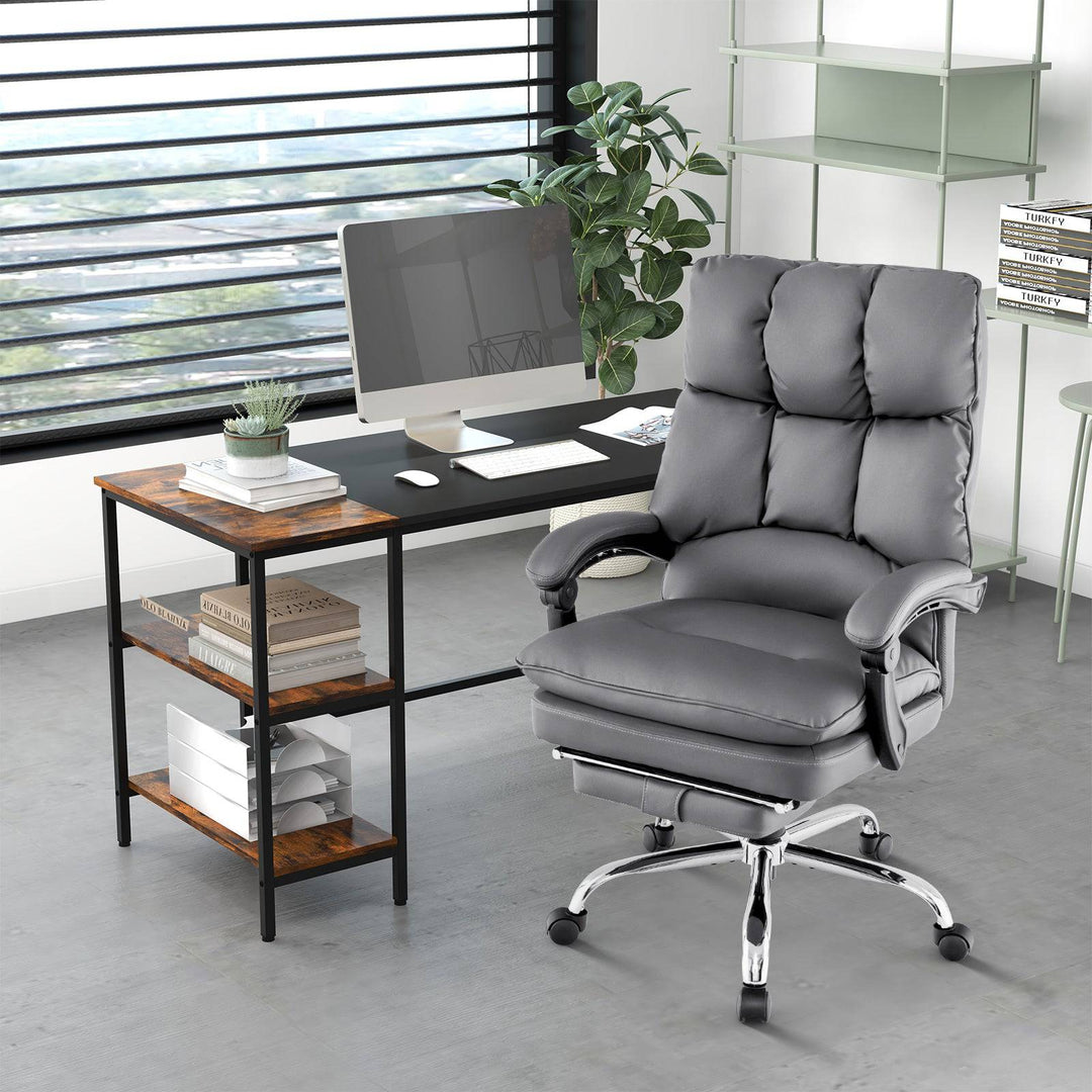 Ergonomic Adjustable High Back Rolling Computer Chair with Retractable Footrest