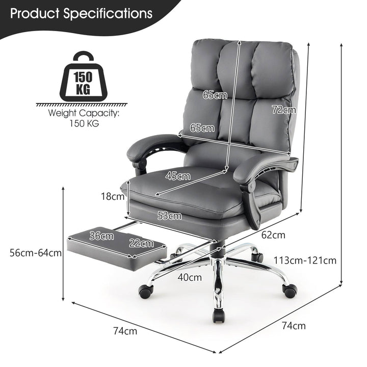 Ergonomic Adjustable High Back Rolling Computer Chair with Retractable Footrest