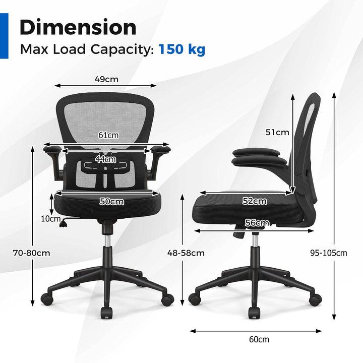 Ergonomic Office Chair Adjustable Swivel Mesh Task Chair with Flip Up Armrests