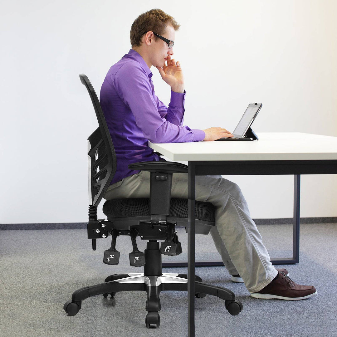 Ergonomic Reclining Mesh Office Chair with 3 Paddle Control