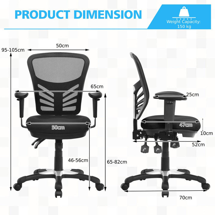 Ergonomic Reclining Mesh Office Chair with 3 Paddle Control