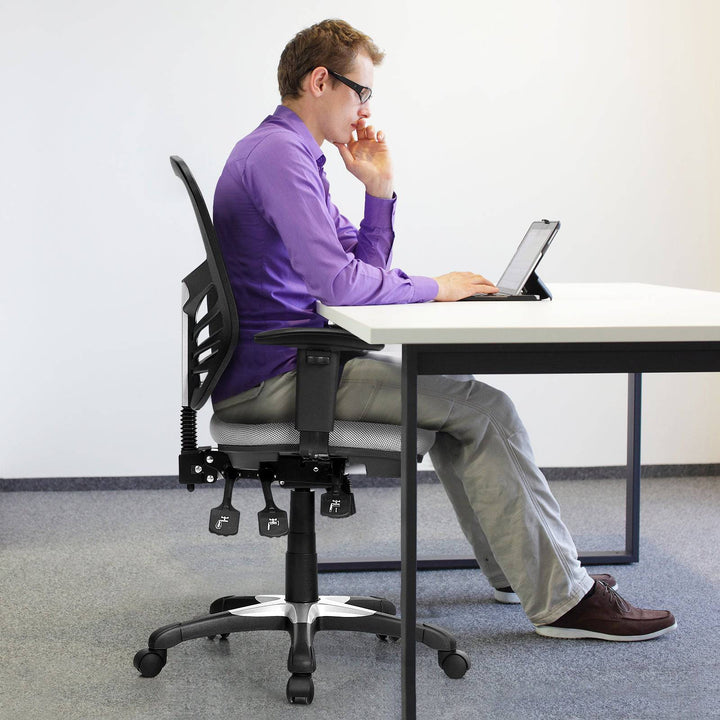 Ergonomic Reclining Mesh Office Chair with 3 Paddle Control