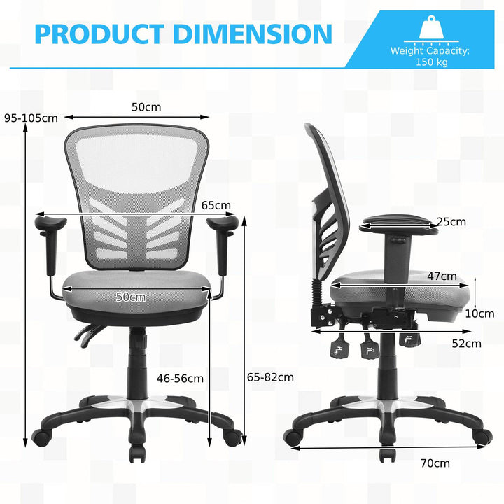 Ergonomic Reclining Mesh Office Chair with 3 Paddle Control