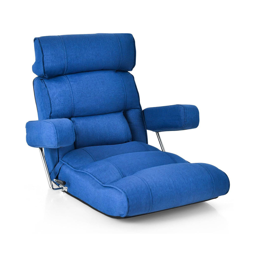 Ergonomic Sofa Lounger Chair with Stepless Adjustment Back Blue - TidySpaces