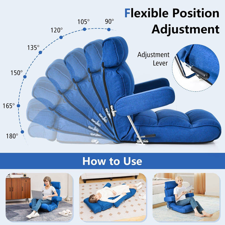 Ergonomic Sofa Lounger Chair with Stepless Adjustment Back - TidySpaces