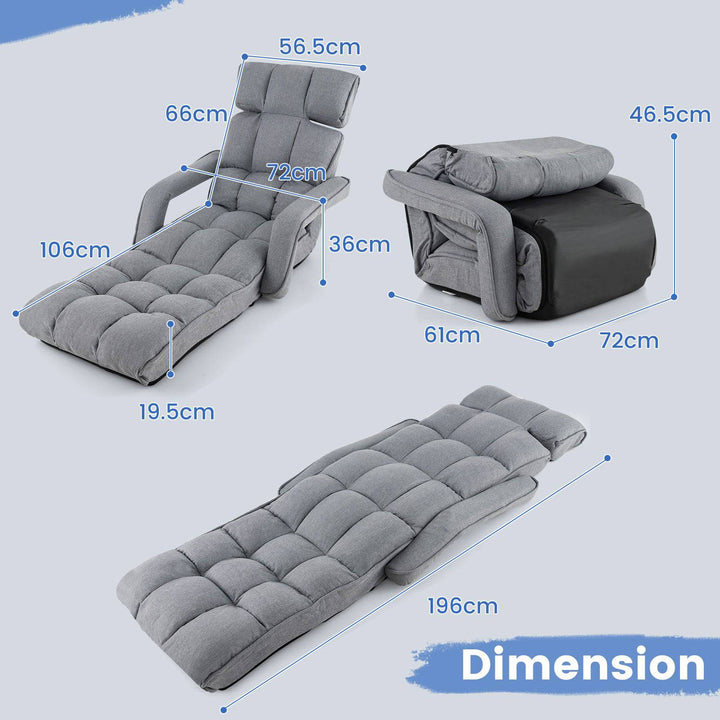 Folding Sofa Bed with 6 Adjustable Positions and 8 Angle Footrest - TidySpaces