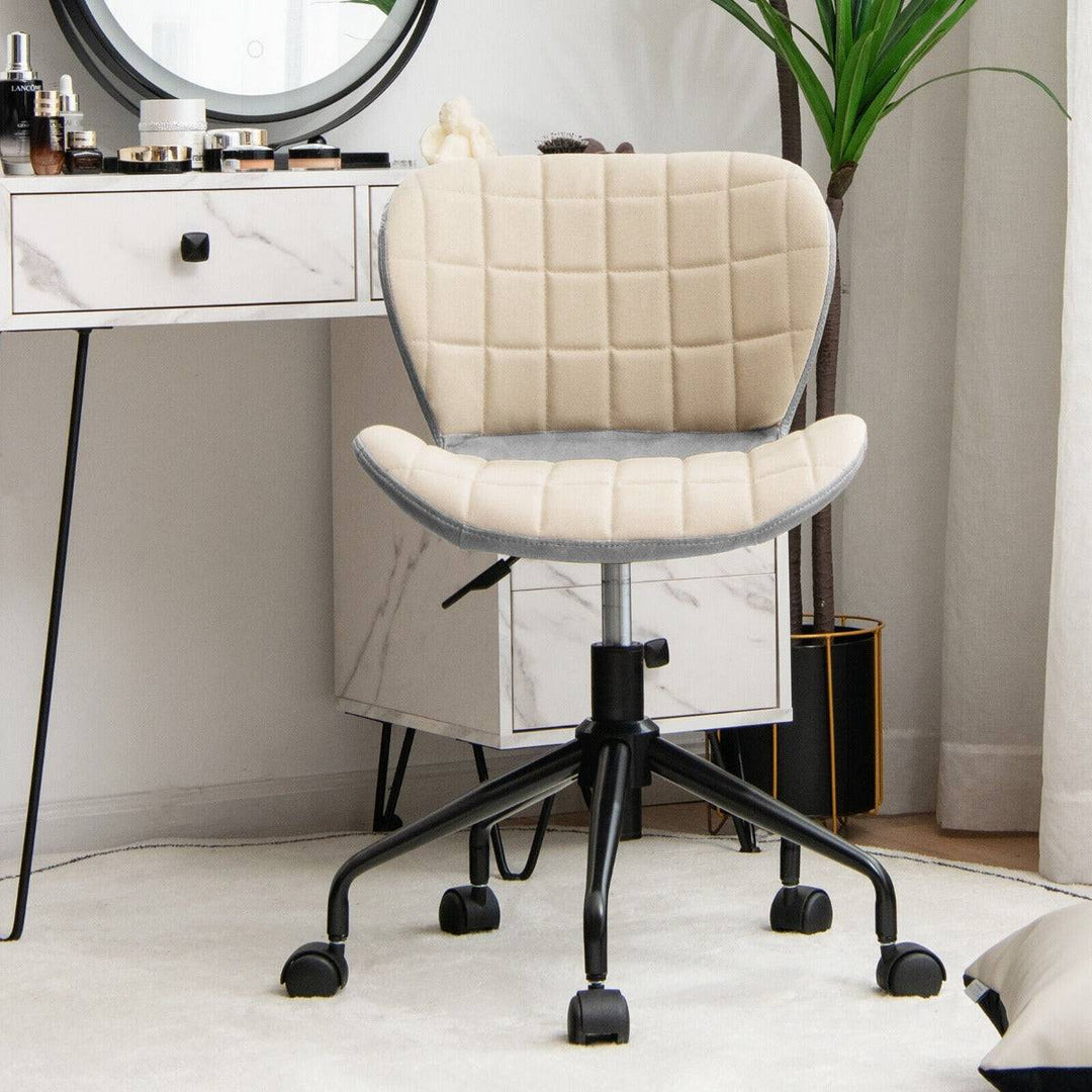 Height Adjustable Linen Fabric PU Leather Swivel Office Chair