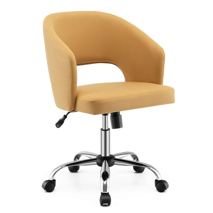 Height Adjustable Swivel Chair with 5 Universal Wheels and Metal Base