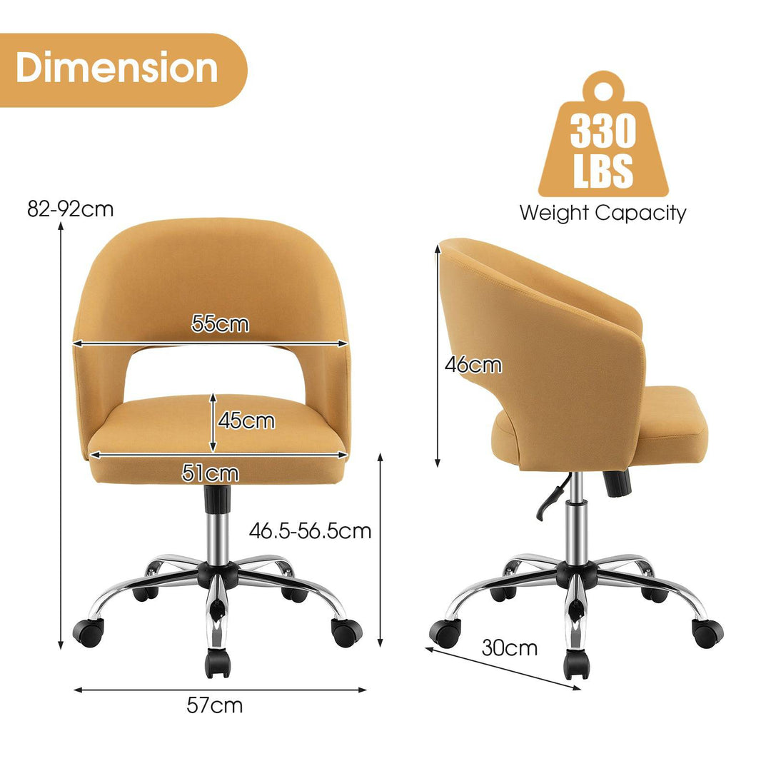 Height Adjustable Swivel Chair with 5 Universal Wheels and Metal Base