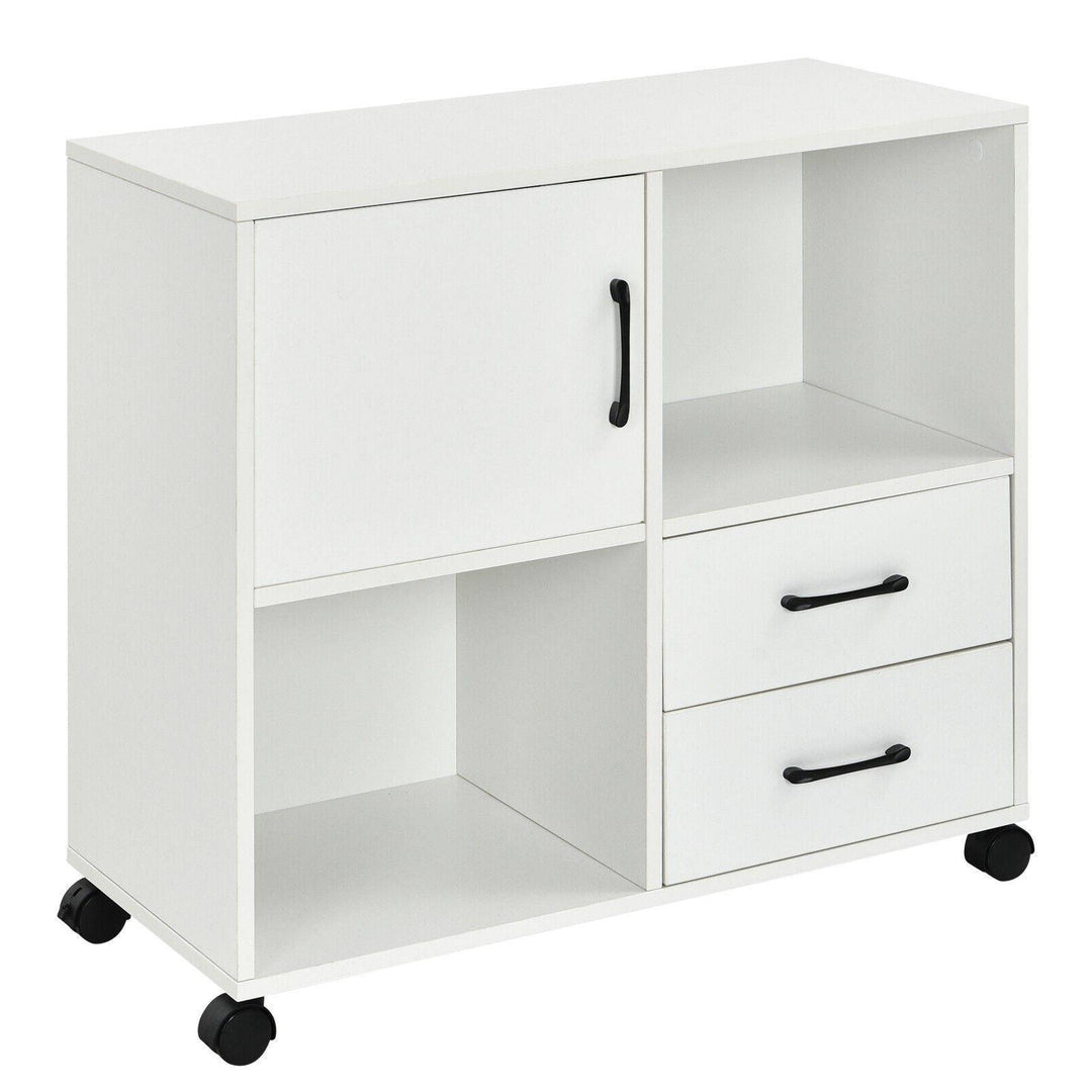 Home Office Mobile File Cabinet with 2 Drawers 2 Open Shelves and Door - TidySpaces