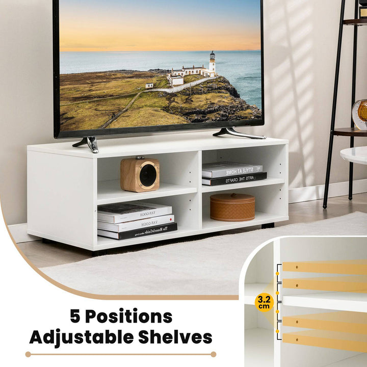 Home TV Stand with 5 Positions Adjustable Shelves for TV up to 4 Cubbies - TidySpaces