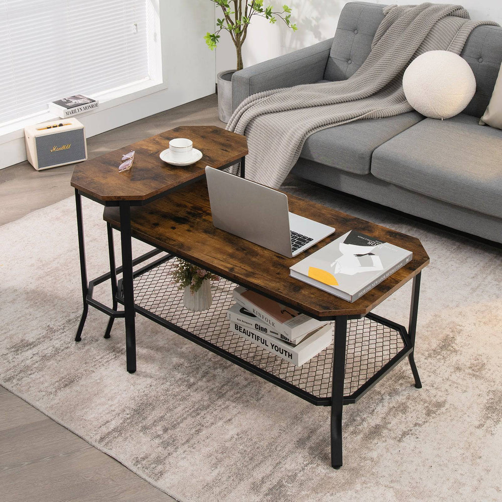 Industrial Console Side Table with Storage Shelf for Living Room Bedroom Rustic - TidySpaces