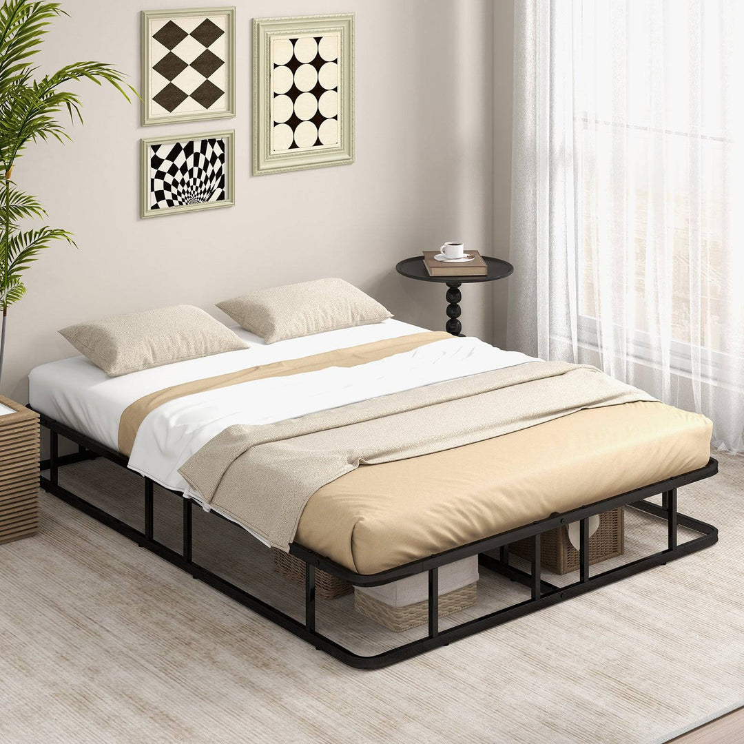 King Size Metal Bed Frame with Metal Slat Support - TidySpaces