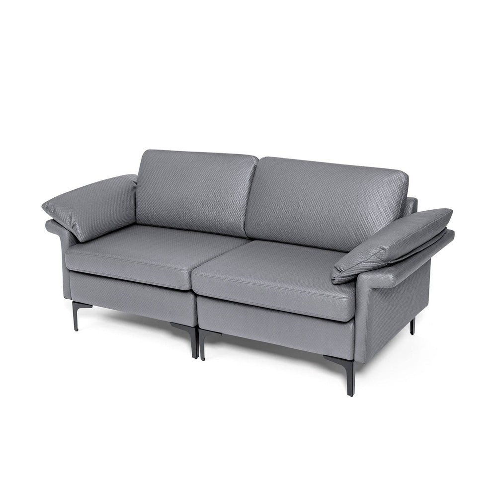 L Shaped 2 Seater Upholstered Sectional Couch - TidySpaces