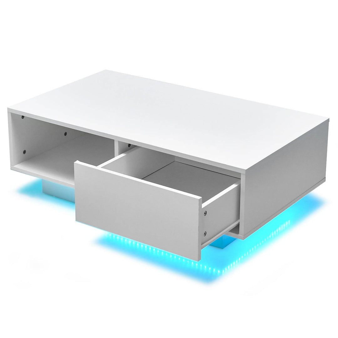 LED Coffee Table with 20 RGB Light Colors and Storage Shelf - TidySpaces