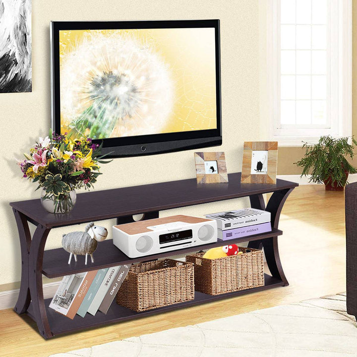 Media Console Table with Open Storage Shelves for Living Room Bedroom - TidySpaces