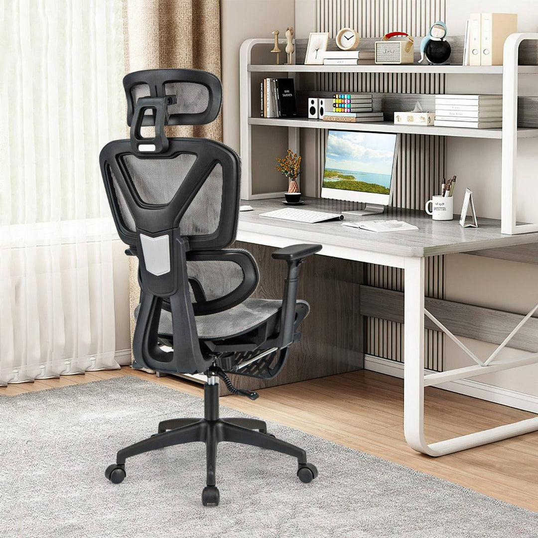 Mesh Office Chair with Retractable Footrest and Waterfall Seat