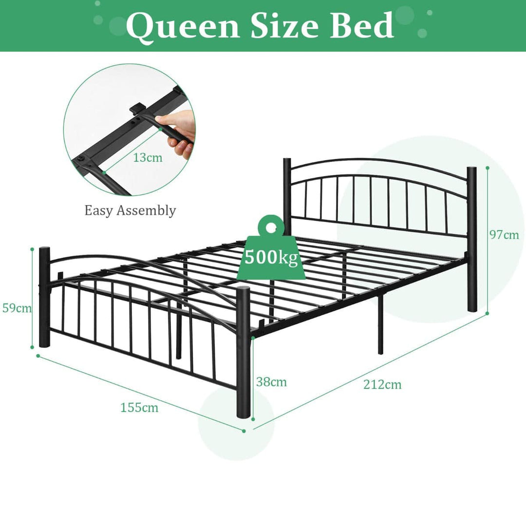 Metal Bed Frame Platform Bed with Headboard for Bedroom full size - TidySpaces