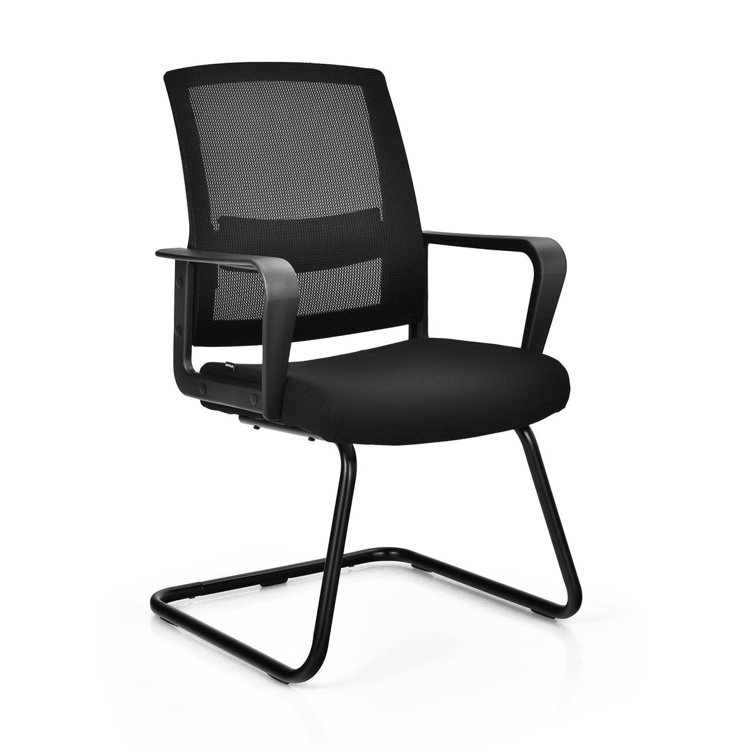 Mid Mesh Back Reception Chair with Adjustable Lumbar Support and Sled Base - TidySpaces