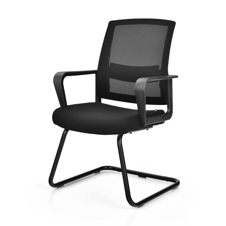 Mid Mesh Back Reception Chair with Adjustable Lumbar Support and Sled Base - TidySpaces