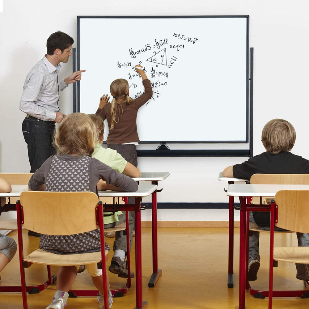 Mobile Whiteboard Reversible with Grid Pattern Board and Board Eraser - TidySpaces