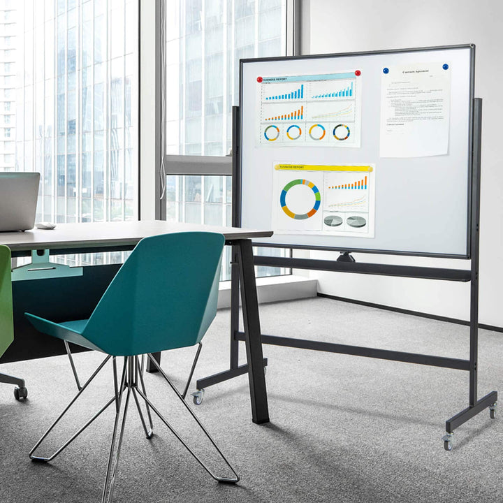 Mobile Whiteboard Reversible with Grid Pattern Board and Board Eraser - TidySpaces
