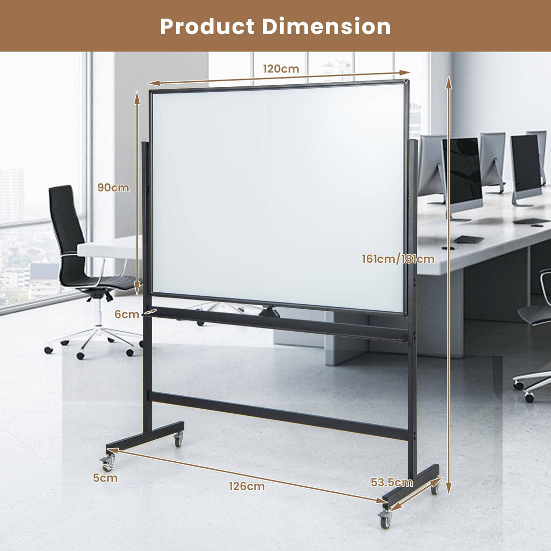 Mobile Whiteboard Reversible with Grid Pattern Board and Board Eraser - TidySpaces