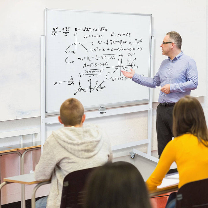 Mobile Whiteboard Reversible with Grid Pattern Board and Board Eraser - TidySpaces