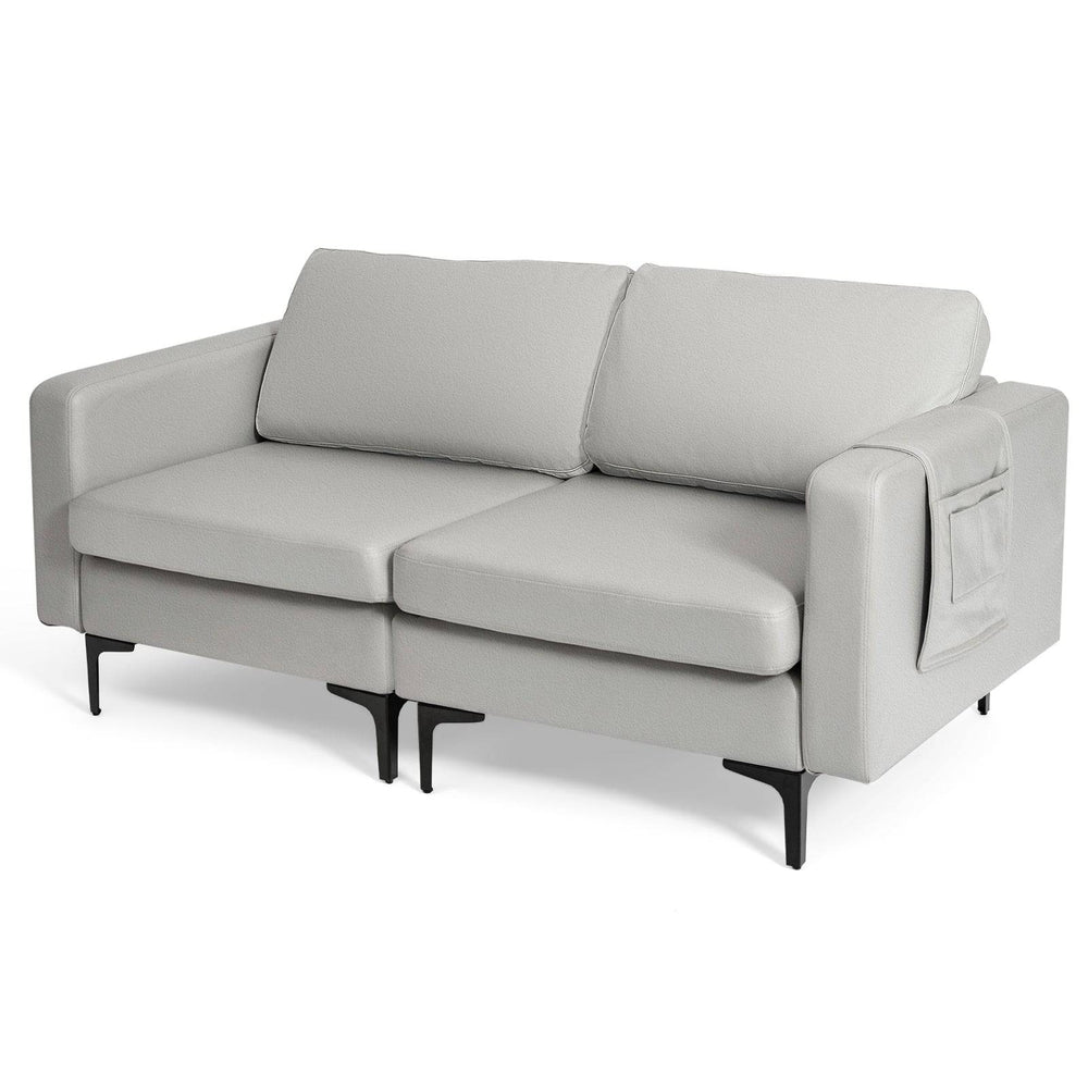 Modern 2 Seat Modern Sofa Couch with Detachable Remote Control Holder Light - TidySpaces