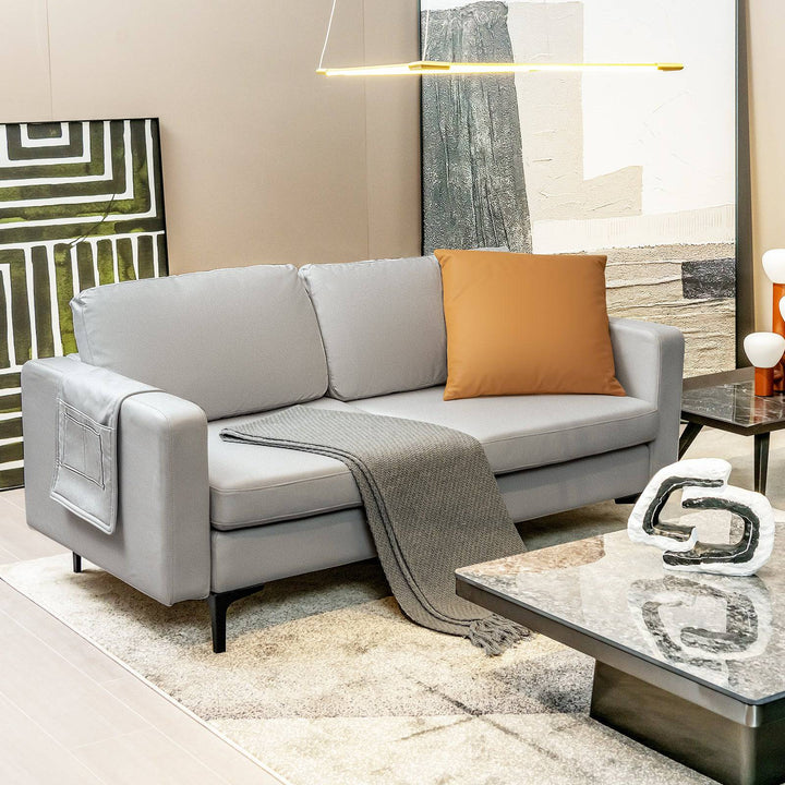 Modern 2 Seat Modern Sofa Couch with Detachable Remote Control Holder Light - TidySpaces