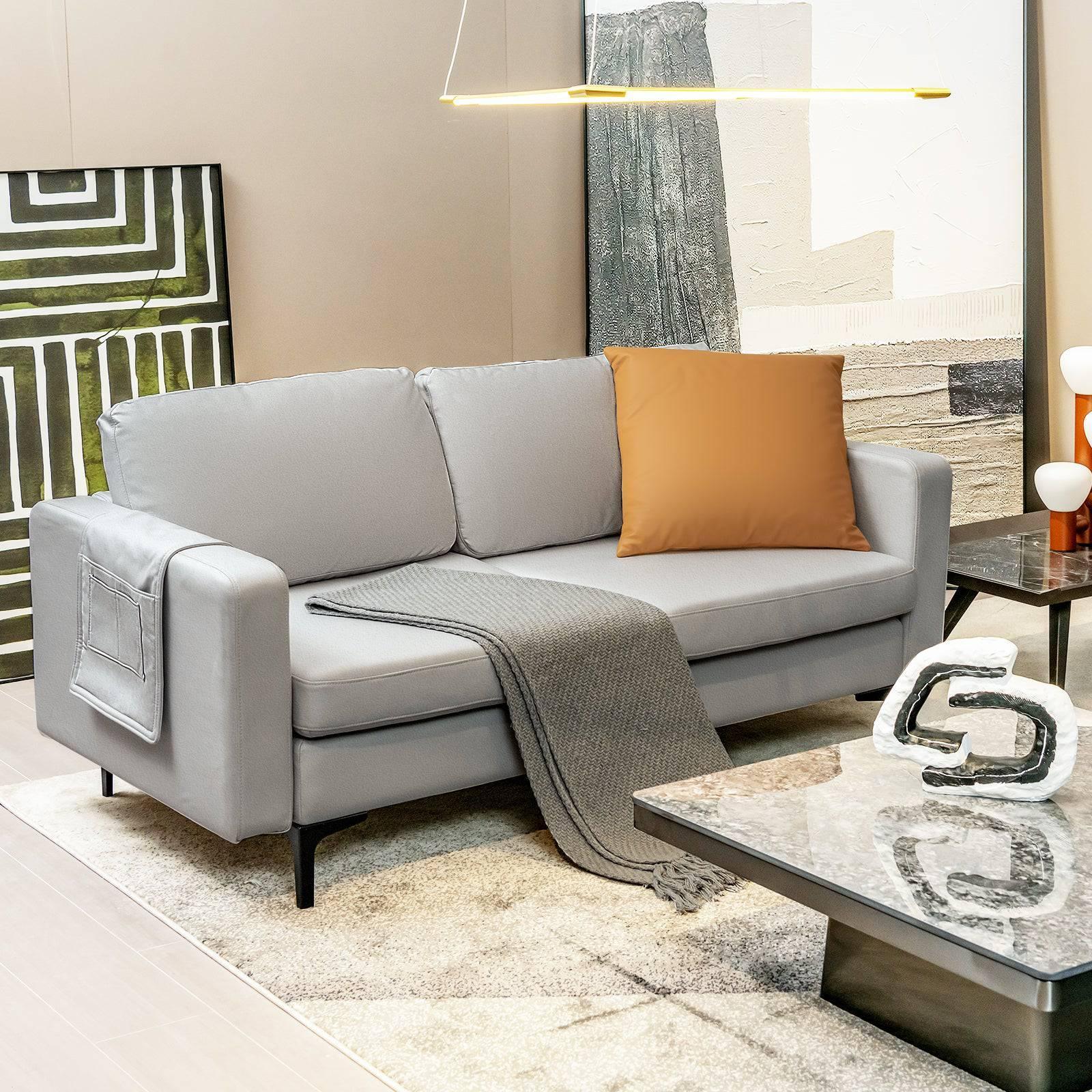 Remote Control Sofa Modern 2 Seat Modern Sofa Couch with Detachable Remote Control Holder ...