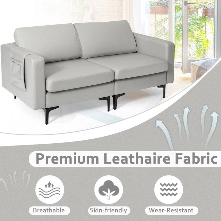 Modern 2 Seat Modern Sofa Couch with Detachable Remote Control Holder Light - TidySpaces