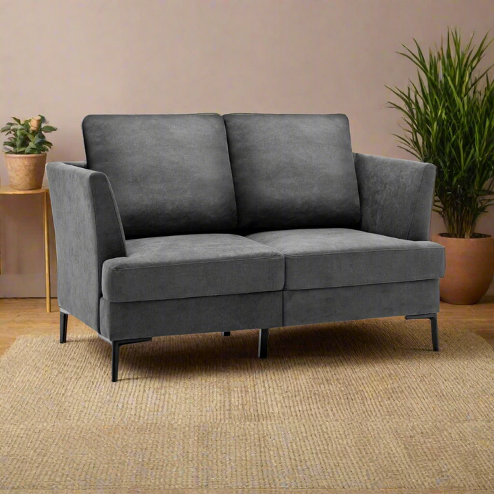 Modern Upholstered Linen Fabric 2 Seater Sofa Grey