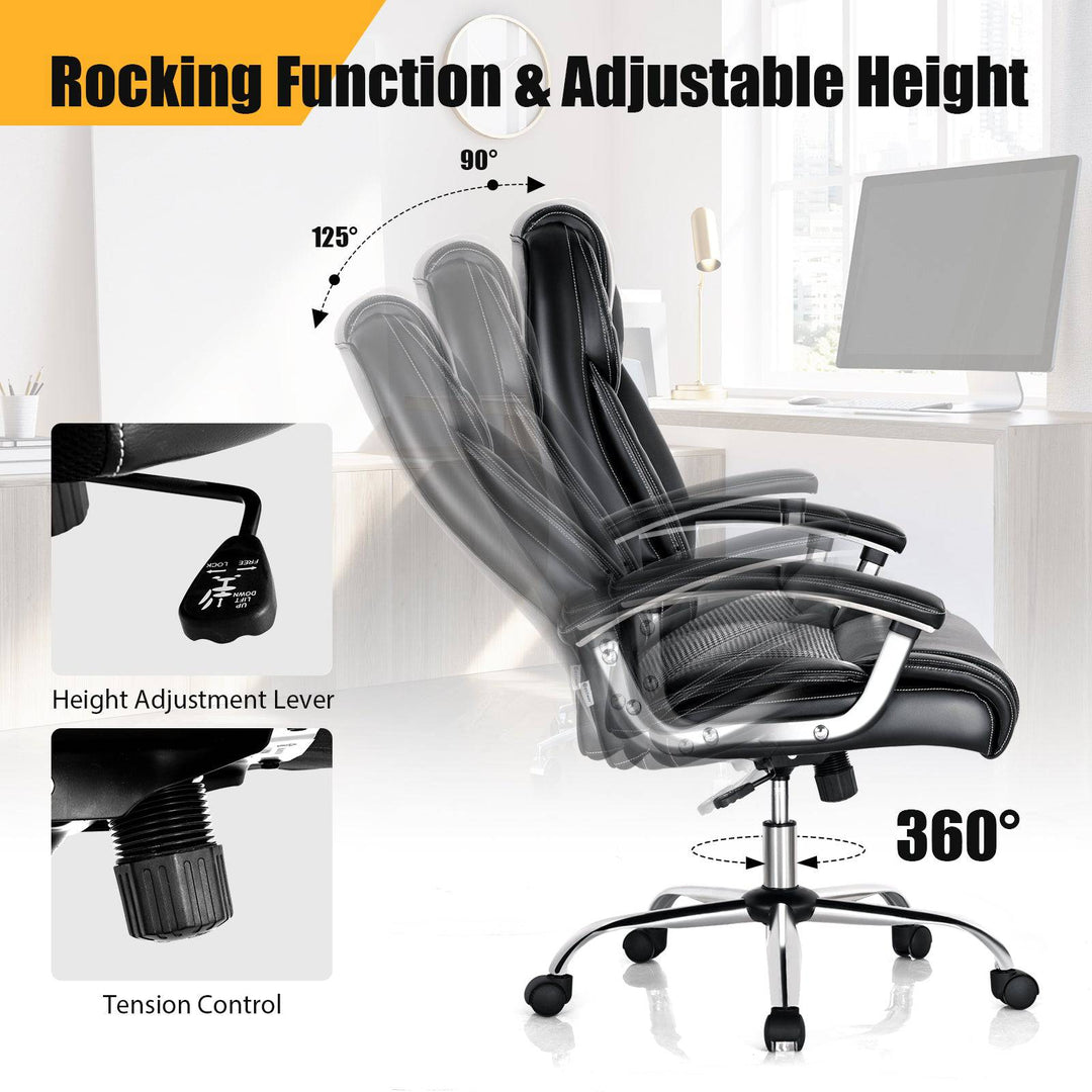 PVC Leather High back Executive Chair with Padded Armrests