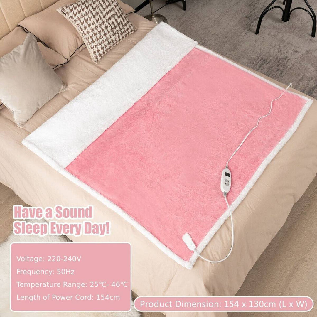 Reversible Electric Heated Blanket with 10 Heat Settings 154 x 130 CM - TidySpaces