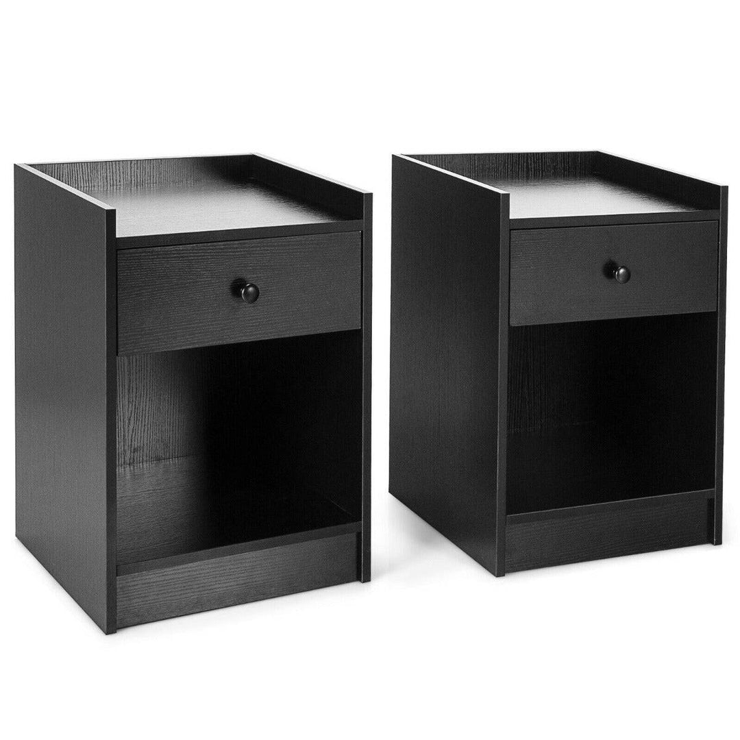 Set of 2 Bedside Table with a Drawer and Open Shelf - TidySpaces